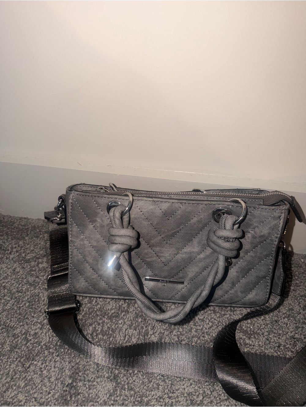 Aldo Gray  Quilted Crossbody Satchel